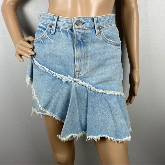 GRLFRND REVOLVE RUFFLED DENIM MINI SKIRT - Picture 2 of 10